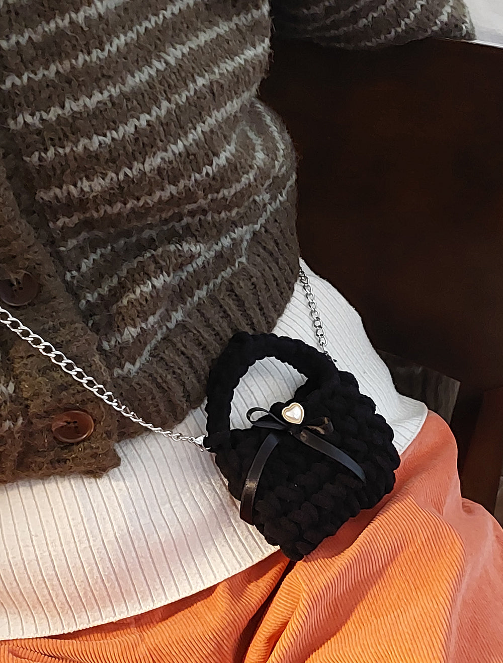 유아뷰 Heart-knitting pouch keyring