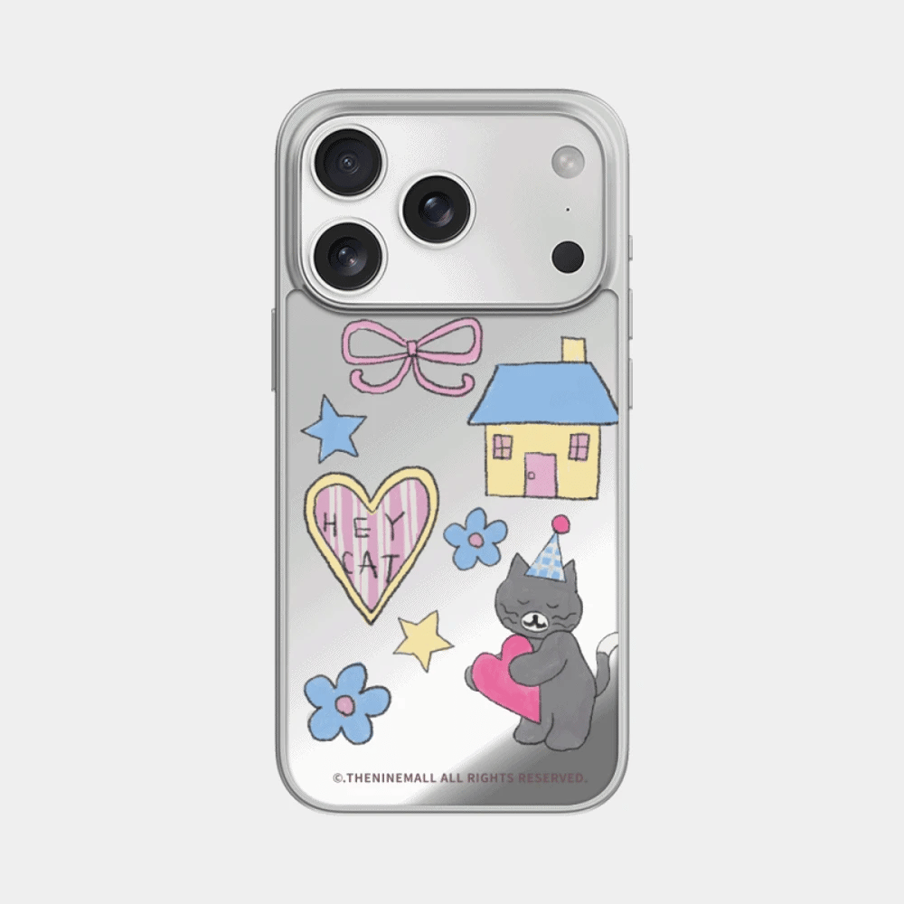 Hey Cat Little Home Phone Case (Mirror silver bumper case)