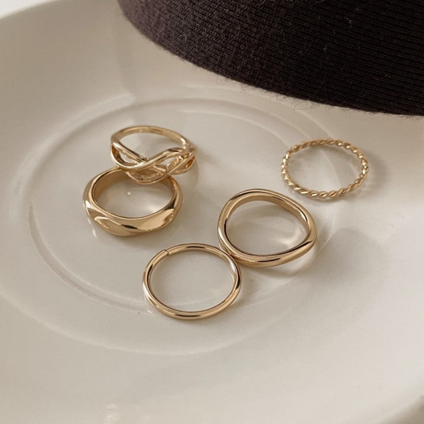 Biot Bold Ring Set (2color/5pcs)