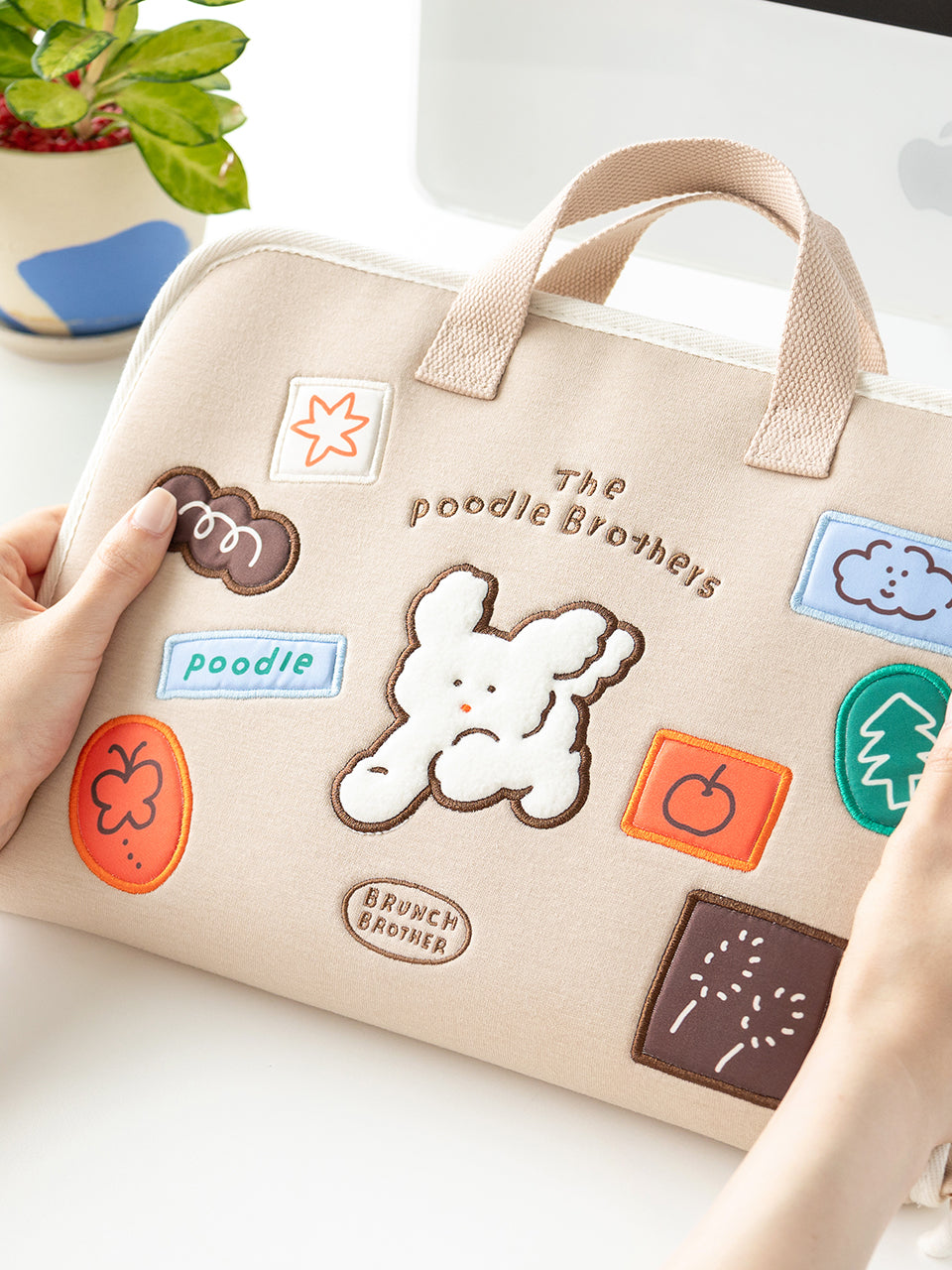 Romane Poodle Open Laptop Pouch (11/13/15 inch)