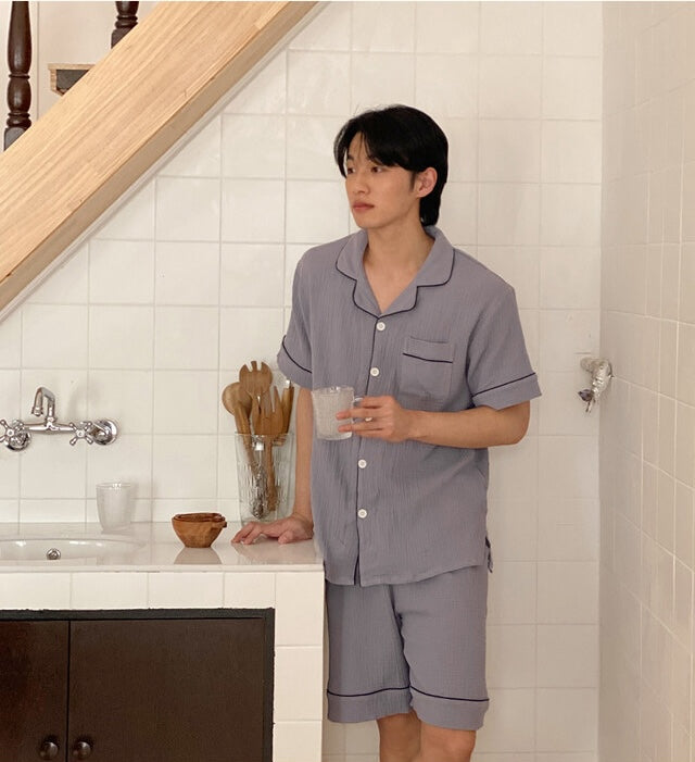 【買2套減$20✨】Juuneedu 7 Days Stripe Cotton Short Sleeves Pajamas (7色) 短袖睡衣