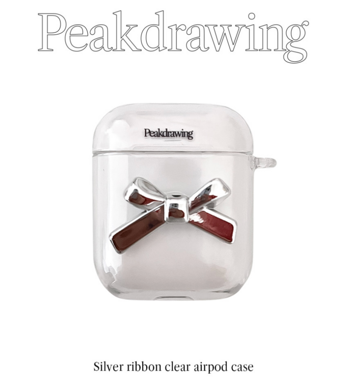 Peakdrawing Silver ribbon airpod clear hard case