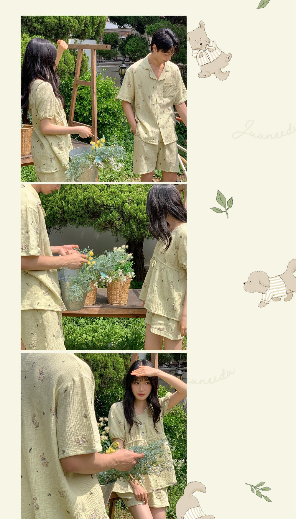 Juuneedu Mocha Cotton Short Sleeves Pajamas (2色) 短袖睡衣
