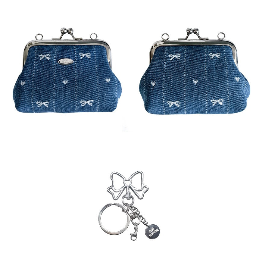 Peakdrawing Mini ribbon denim frame bag