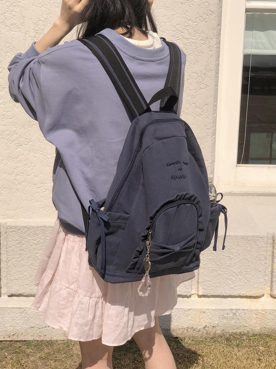 Ovuni Ruffle Ribbon Backpack_ Vintage Navy