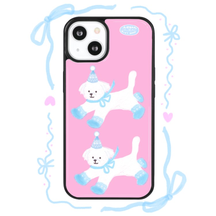 Eppah Winter Knit Maltese (Pink/Navy) Case (Epoxy bumper/Glass/Magsafe)