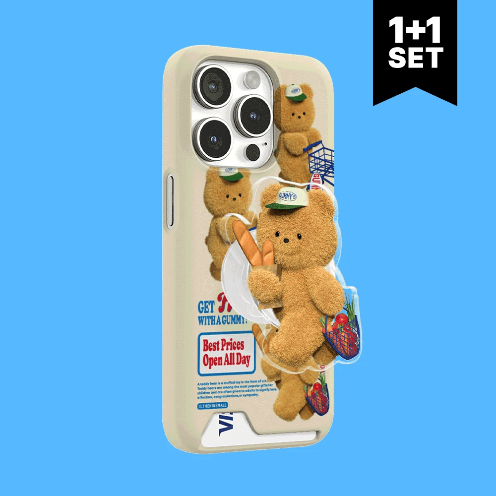 【Set】Pattern Gummys Fresh Market-beige (Card storage 硬殼插卡款) +Acrylic Tok