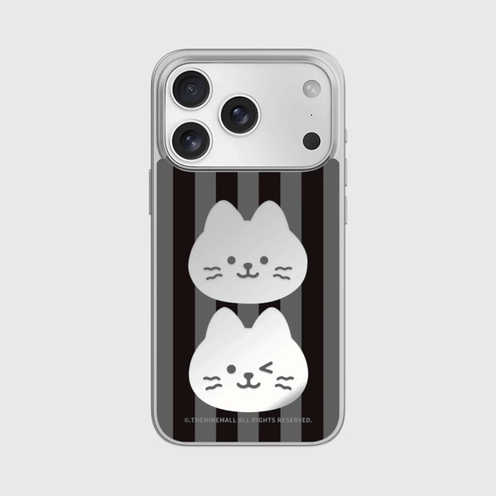 Hey Cat Twin Phone Case (Mirror silver bumper case)