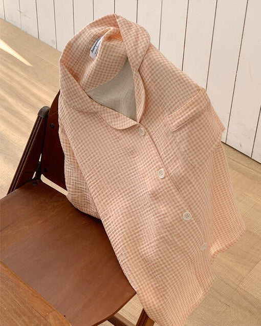Juuneedu Daisy Check Cotton Short Sleeves Pajamas (3色) 短袖睡衣