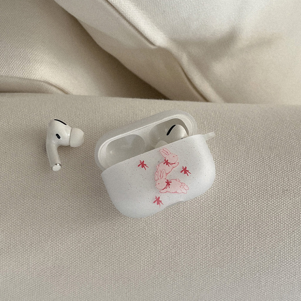 Mademoment Fuzzy Ribbon Bunny Airpods Case (半透明殼)