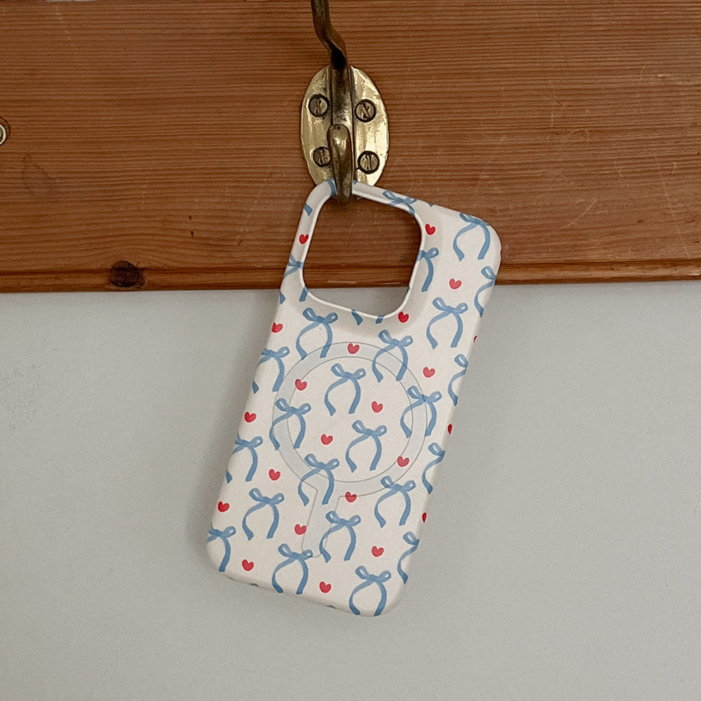 Vintage Blue Ribbon Pattern Phone Case (Magsafe Hard)