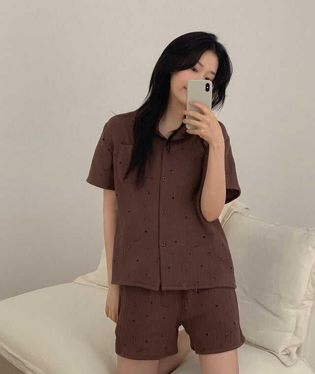 Juuneedu Cherry Cotton Short Sleeves Pajamas (3色) 短袖睡衣