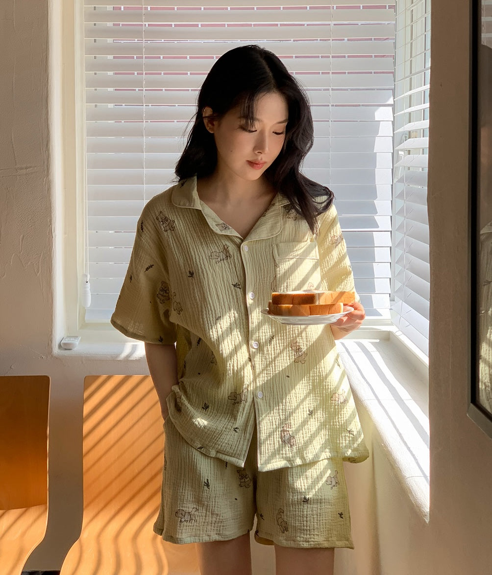 Juuneedu Mocha Cotton Short Sleeves Pajamas (2色) 短袖睡衣