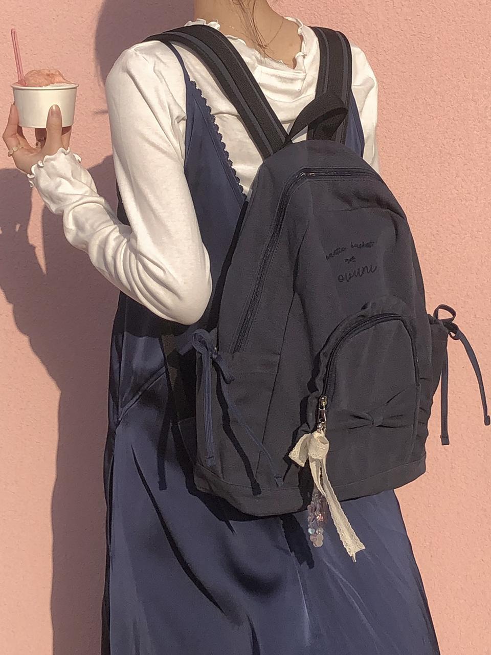 Ovuni Ruffle Ribbon Backpack_ Vintage Navy