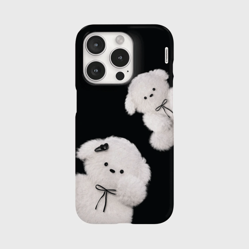 Puppys Black Ribbon Phone Case (Hard/Card Storage)