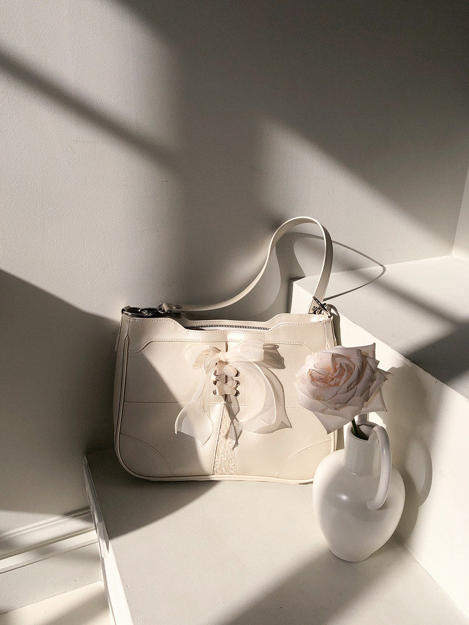 Ovuni Bustier Ribbon Bag - Ivory
