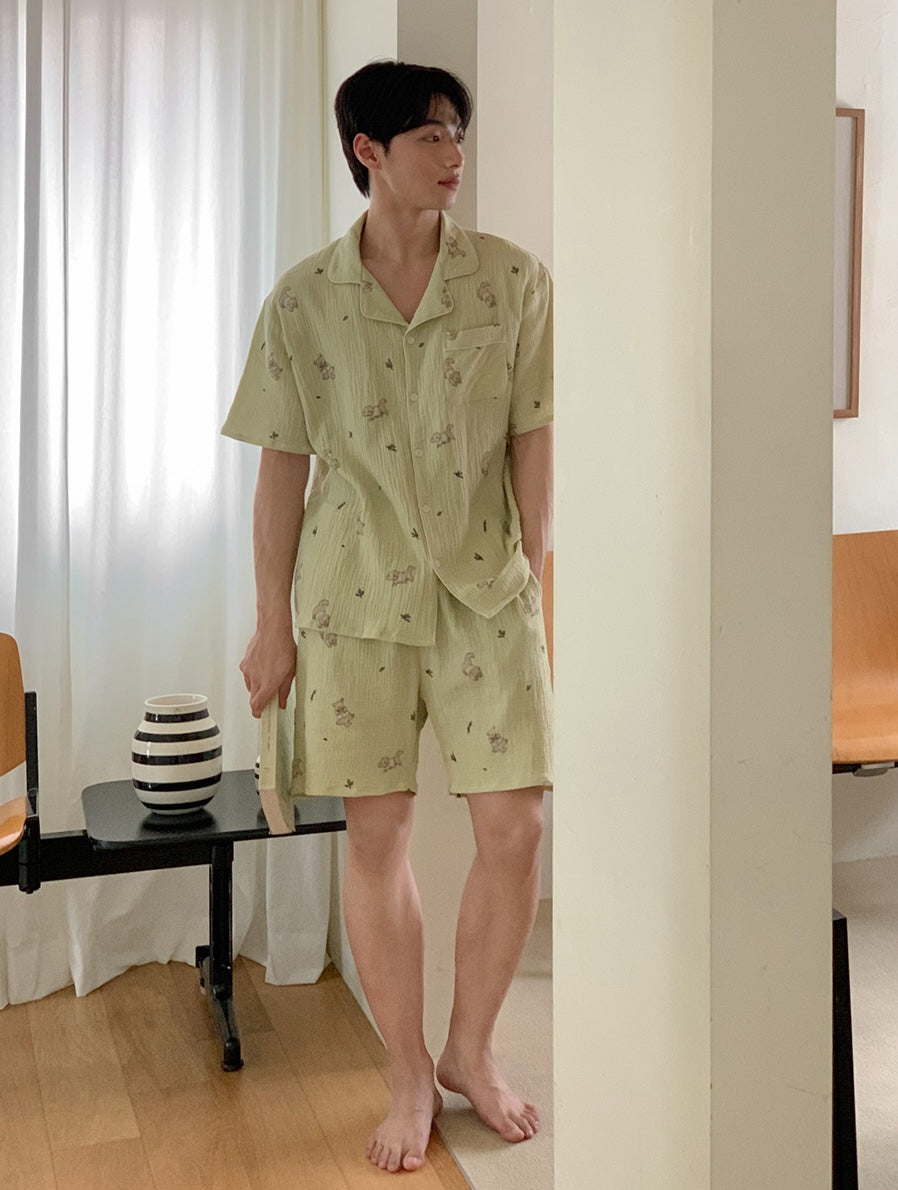 Juuneedu Mocha Cotton Short Sleeves Pajamas (2色) 短袖睡衣
