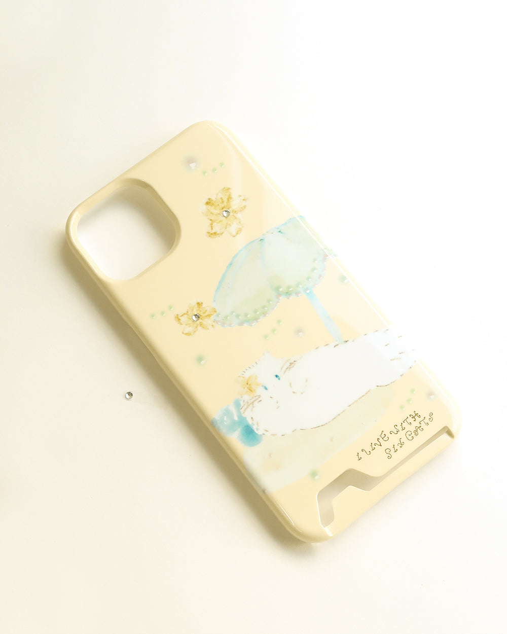 I live with six cats Orange Plumeria Phone Case (Card Storage)