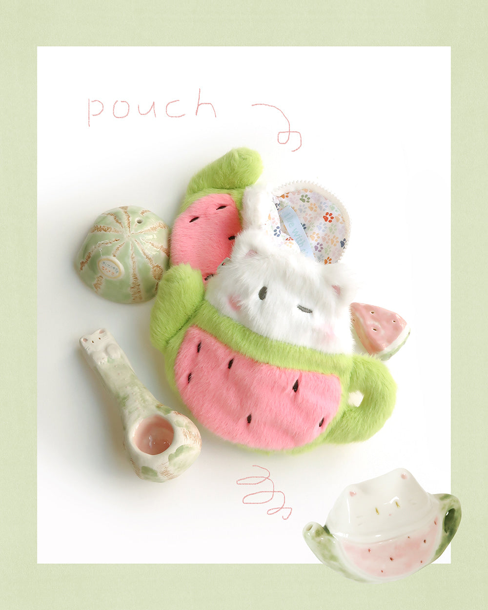 I live with six cats Watermelon Cat Teapot Pouch