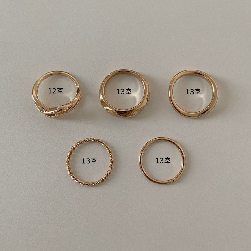 Biot Bold Ring Set (2color/5pcs)