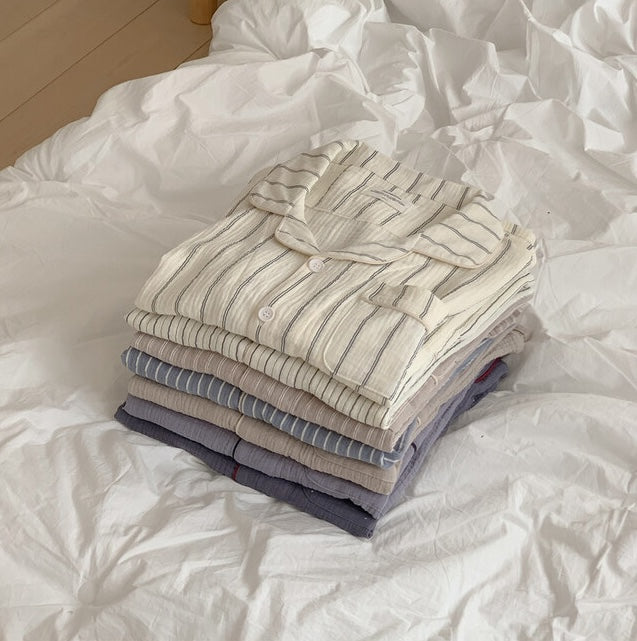 【買2套減$20✨】Juuneedu 7 Days Stripe Cotton Short Sleeves Pajamas (7色) 短袖睡衣
