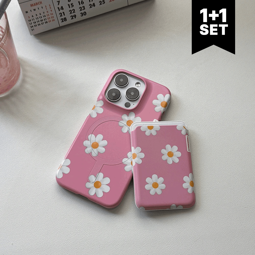 【Set】Marguerite Flower Pattern(Magsafe Hard)+Card Slot