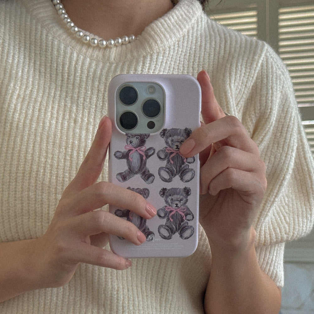 Drawing Teddy Bear Phone Case (Hard/Card Storage)(2色)