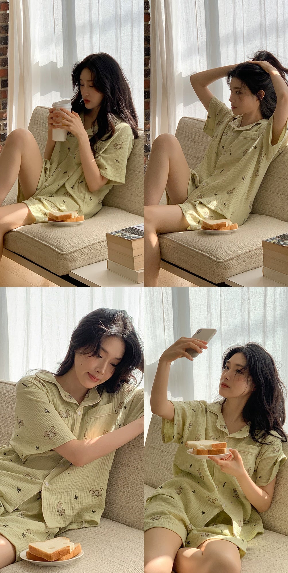 Juuneedu Mocha Cotton Short Sleeves Pajamas (2色) 短袖睡衣