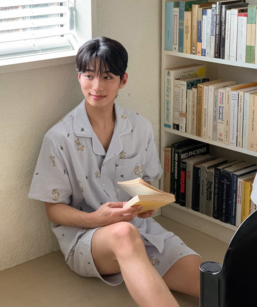 Juuneedu Mocha Cotton Short Sleeves Pajamas (2色) 短袖睡衣
