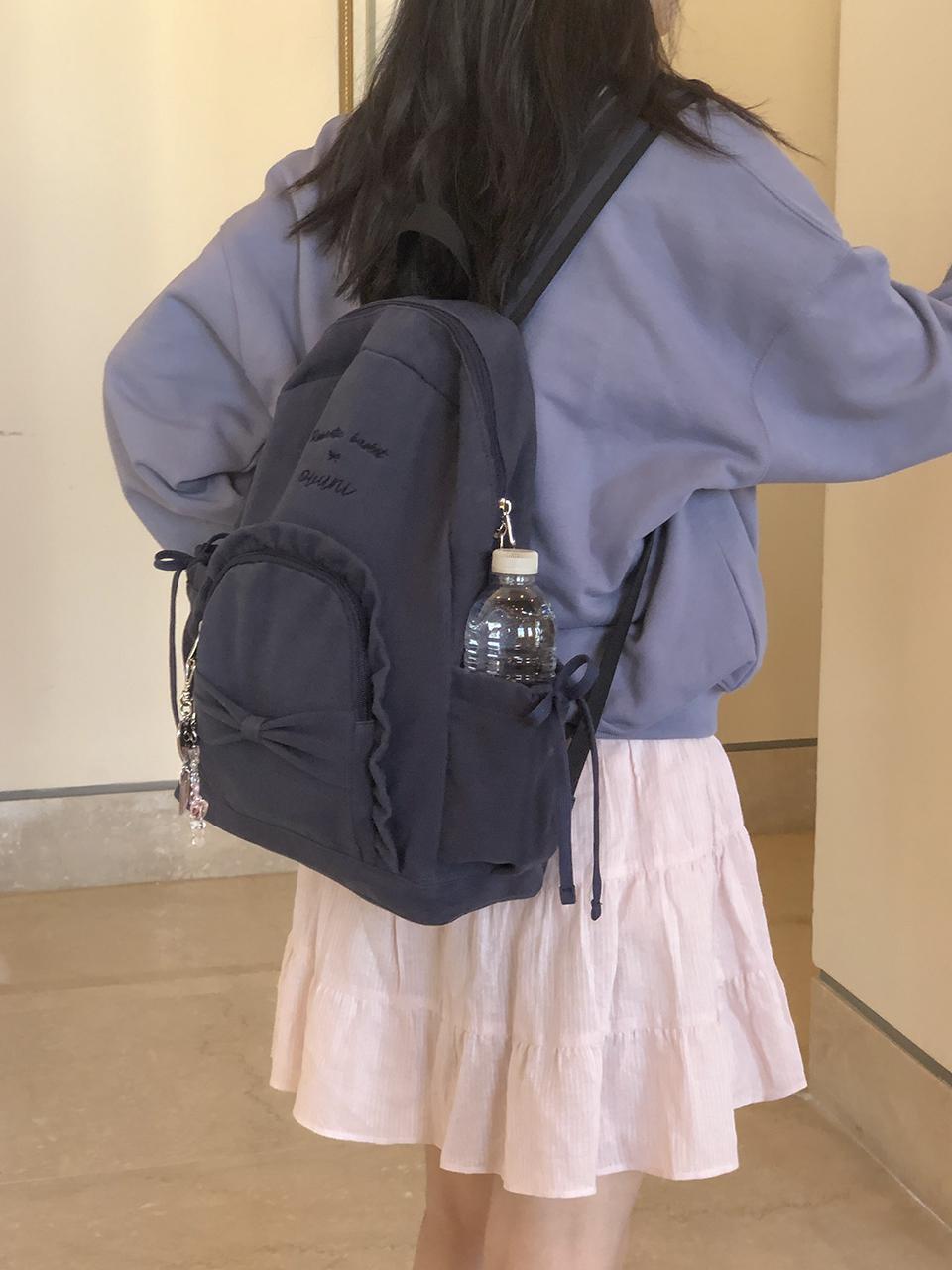 Ovuni Ruffle Ribbon Backpack_ Vintage Navy
