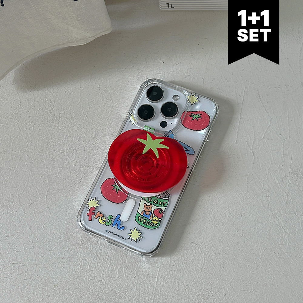 【Set】Tomato Drawing Pattern (Magsafe Jelly Hard) + Magsafe Tok