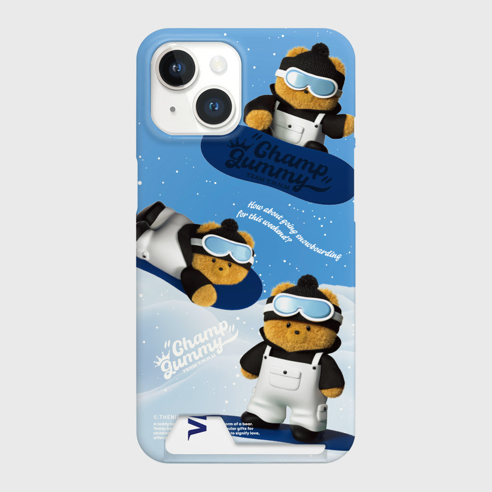 Pattern Snowboarder Gummy Phone Case (Hard/Card Storage)