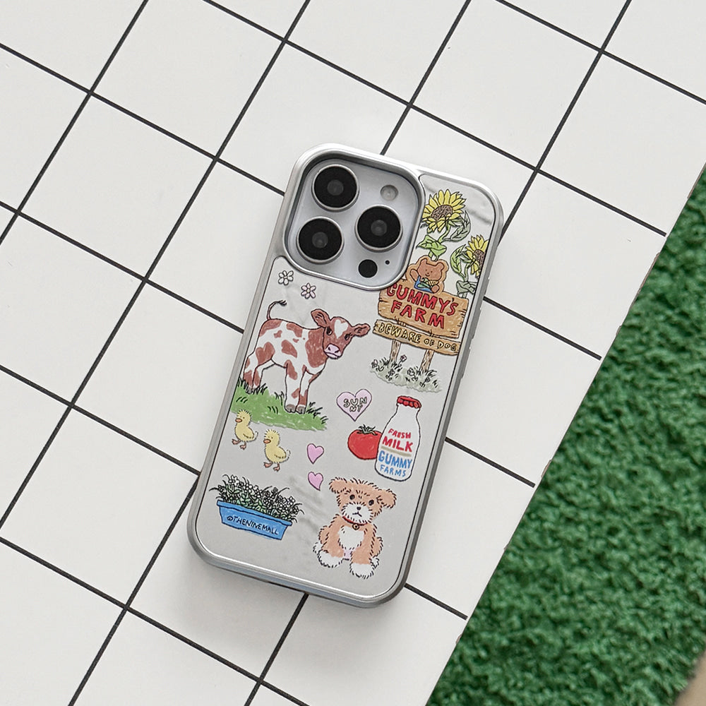 Gummys Farm Drawing Pattern Phone Case (Mirror silver bumper case)