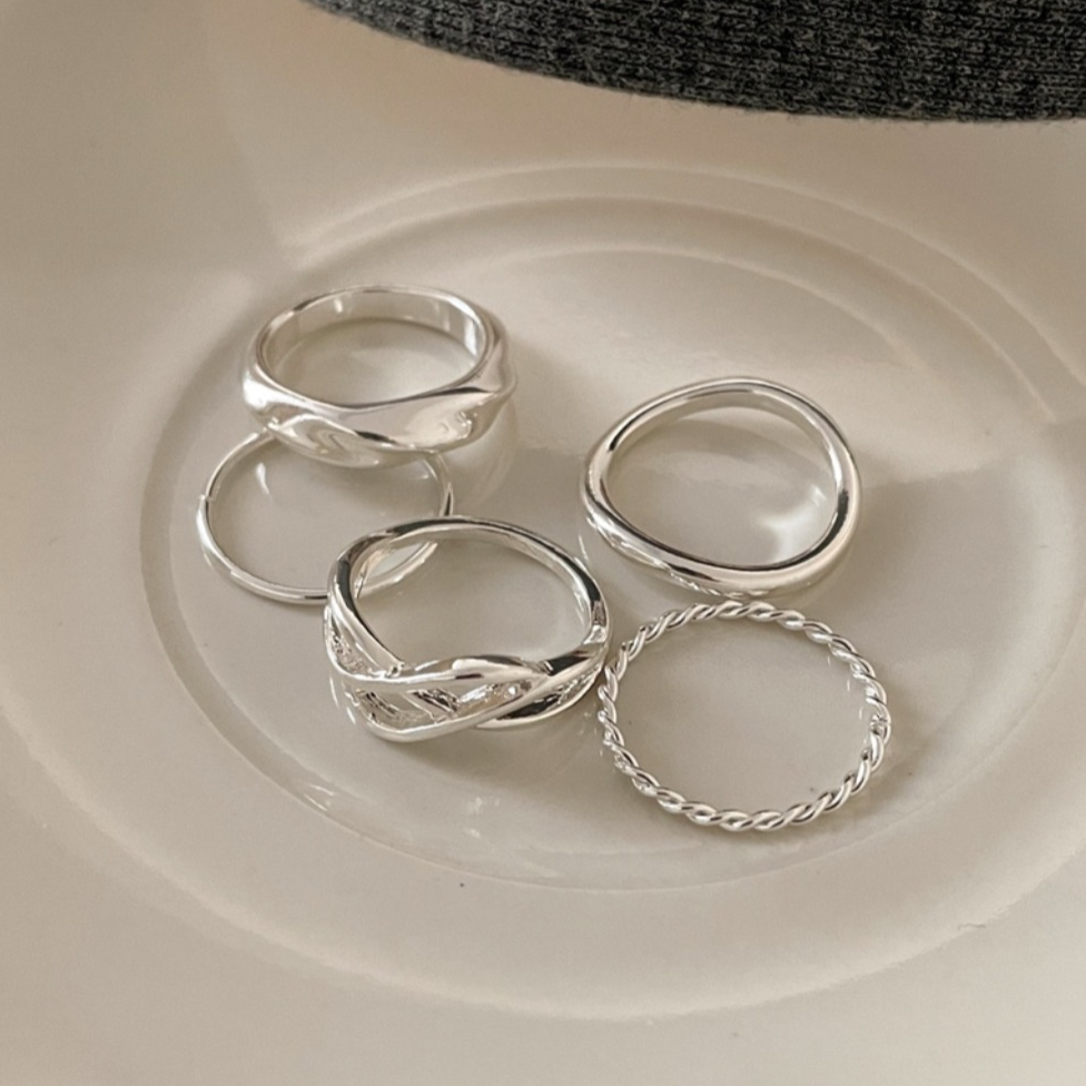Biot Bold Ring Set (2color/5pcs)