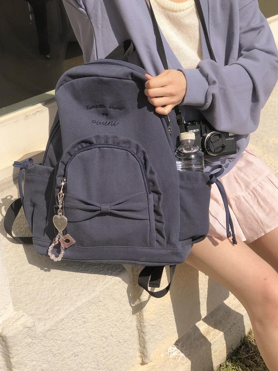 Ovuni Ruffle Ribbon Backpack_ Vintage Navy