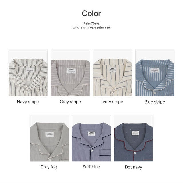 【買2套減$20✨】Juuneedu 7 Days Stripe Cotton Short Sleeves Pajamas (7色) 短袖睡衣