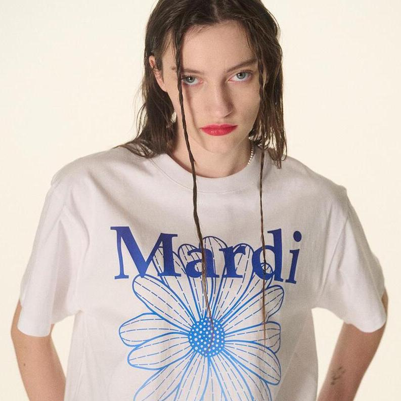 MARDI MERCREDI TSHIRT FLOWERMARDI GRADATION_WHITE BLUE