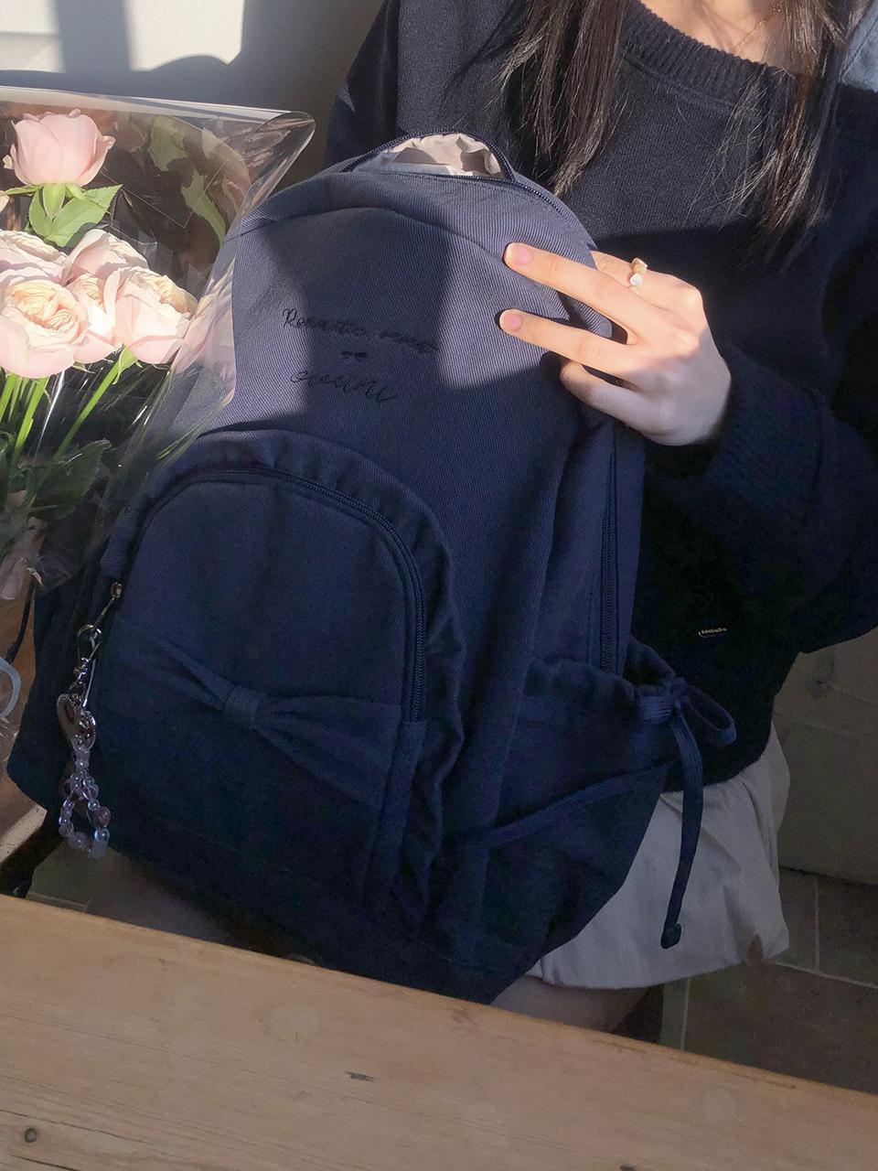 Ovuni Ruffle Ribbon Backpack_ Vintage Navy