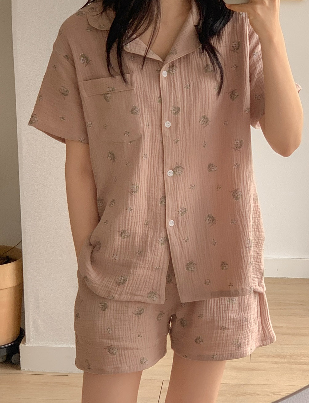 Juuneedu Melrose Cotton Short Sleeves Pajamas (2色) 短袖睡衣
