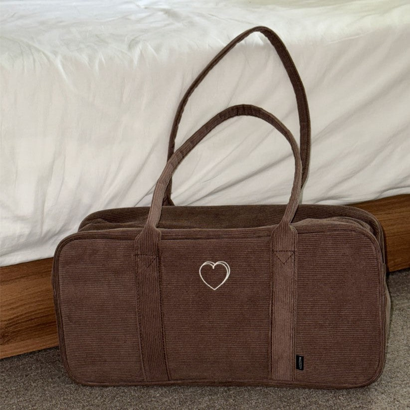 Mazzzzy Corduroy signature Bostonbag_Chestnut Brown