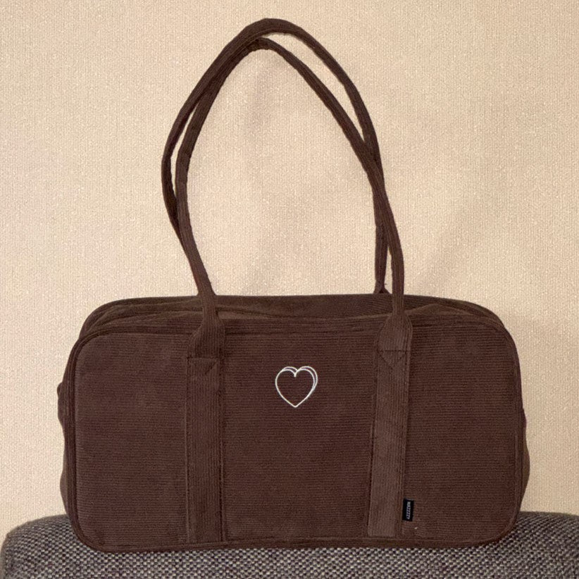 Mazzzzy Corduroy signature Bostonbag_Chestnut Brown