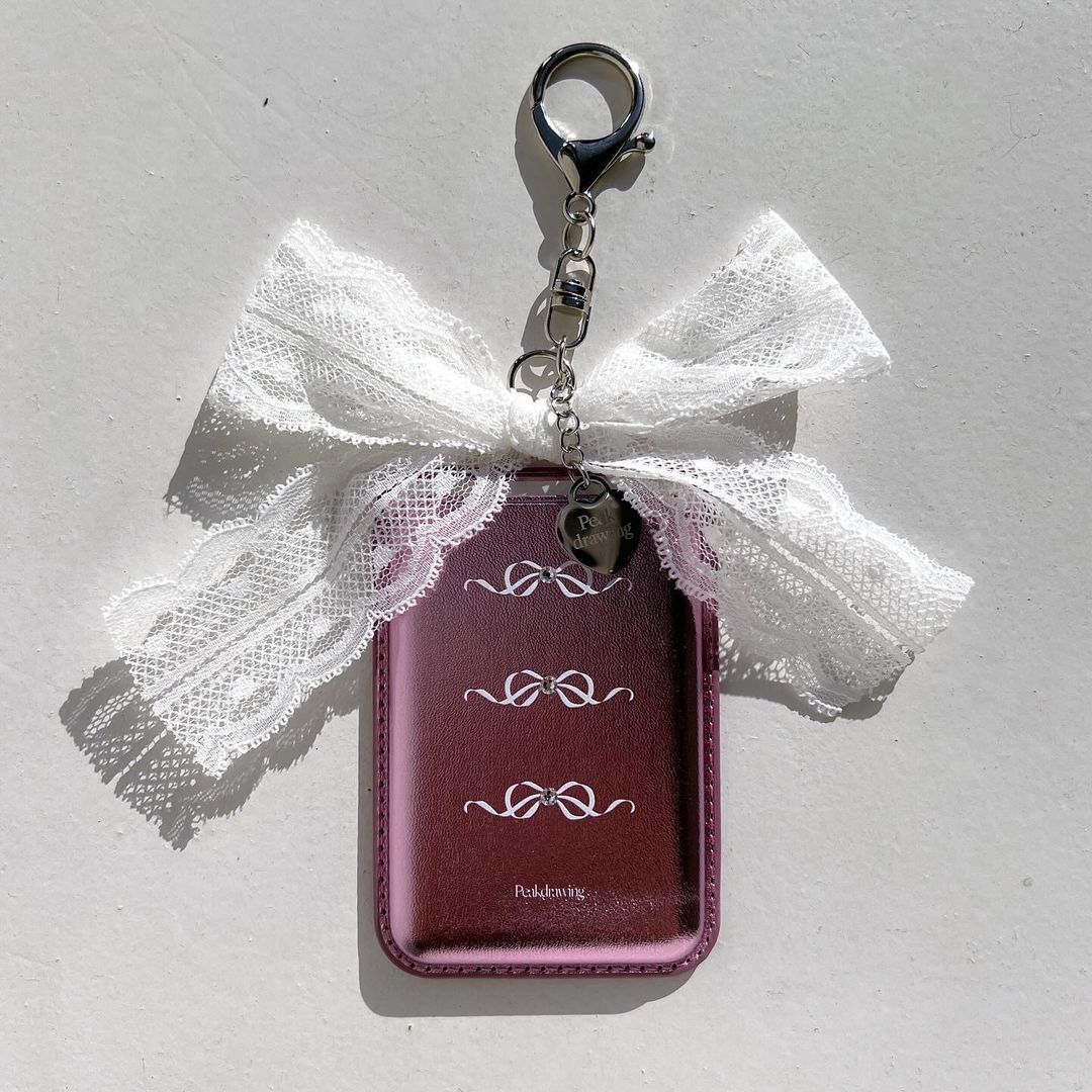 Peakdrawing Crystal ribbon pink silver magsafe card slot