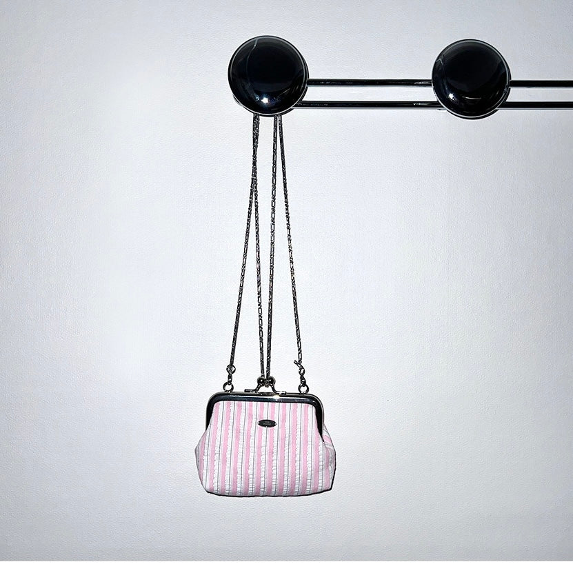 Peakdrawing Sorbet pink stripe frame mini bag