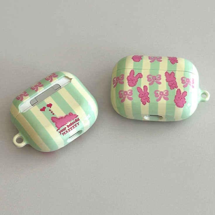 Mazzzzy Ribbon Rabbit airpods case (Hard, glossy)
