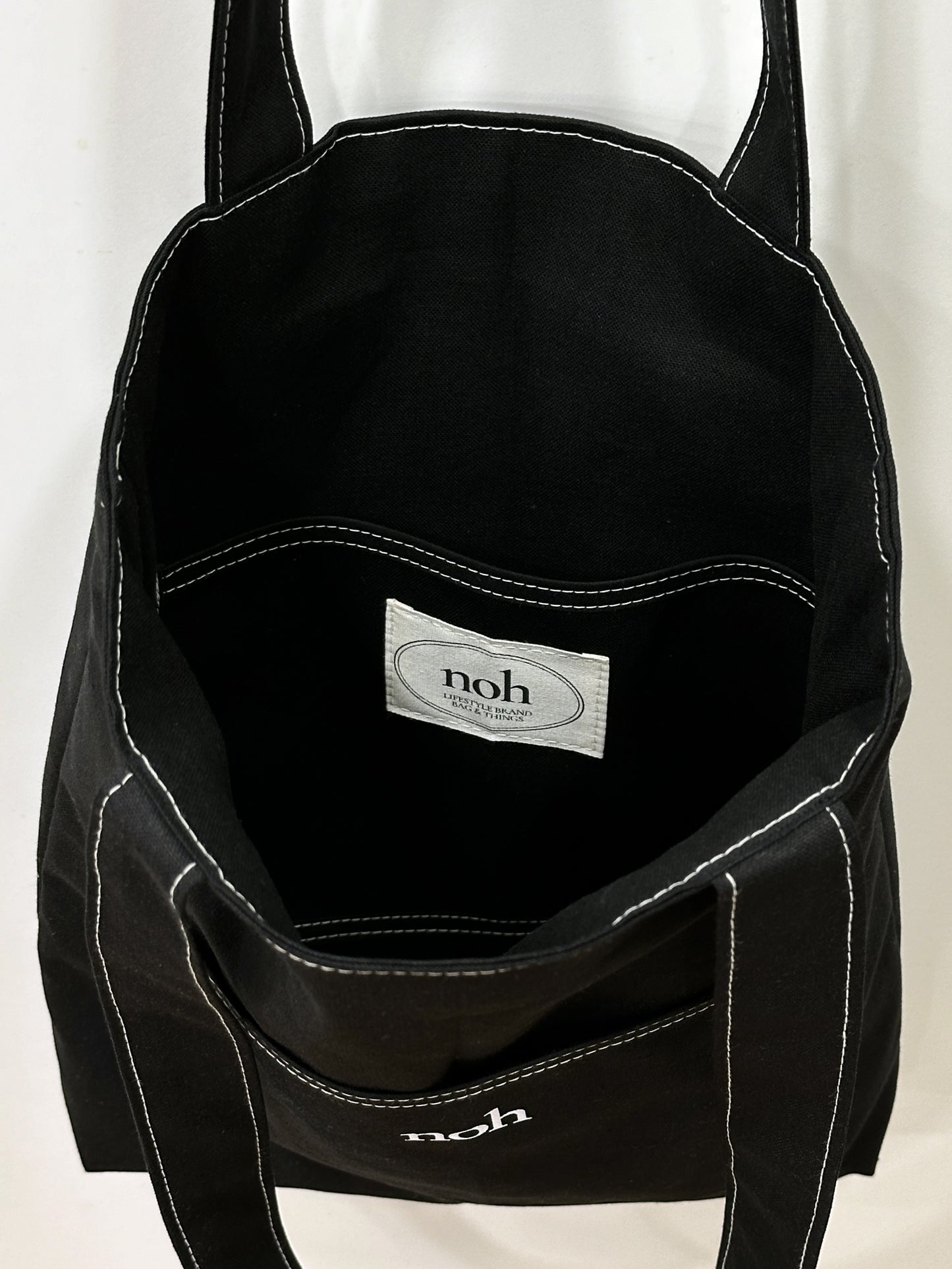 NOH Stitch book bag (Black/Ivory)