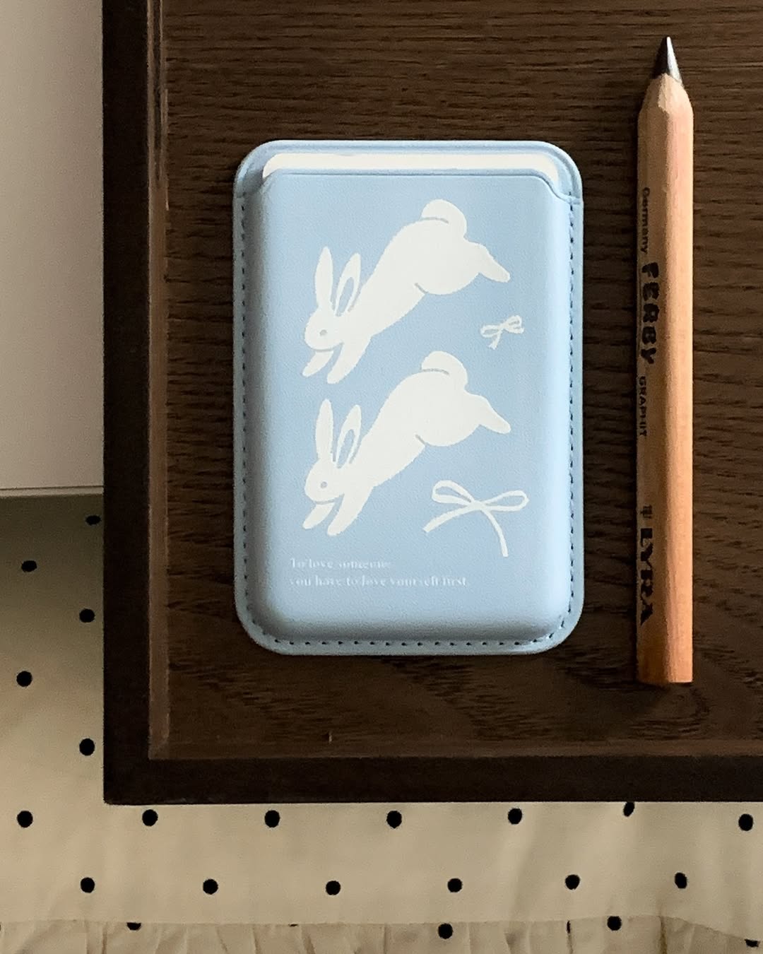 【9折加購】Lily Daily Vintage Rabbit Magsafe Wallet (Sky blue)