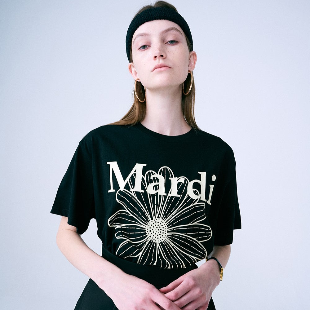 MARDI MERCREDI TSHIRT FLOWERMARDI_BLACK CREAM – mydeermoon ☽ 韓國代購