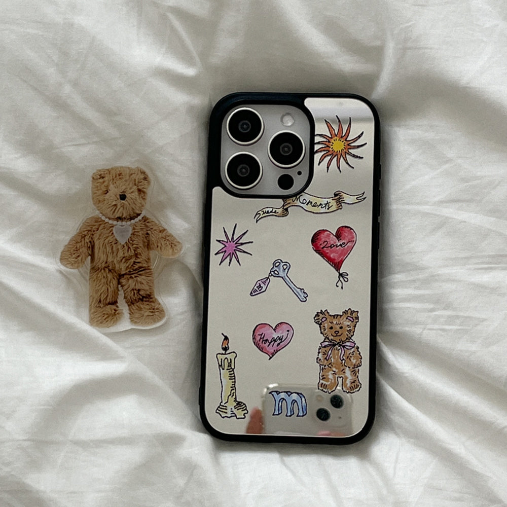 Vintage Drawing Pattern Mirror Bumper Case (鏡面殼)