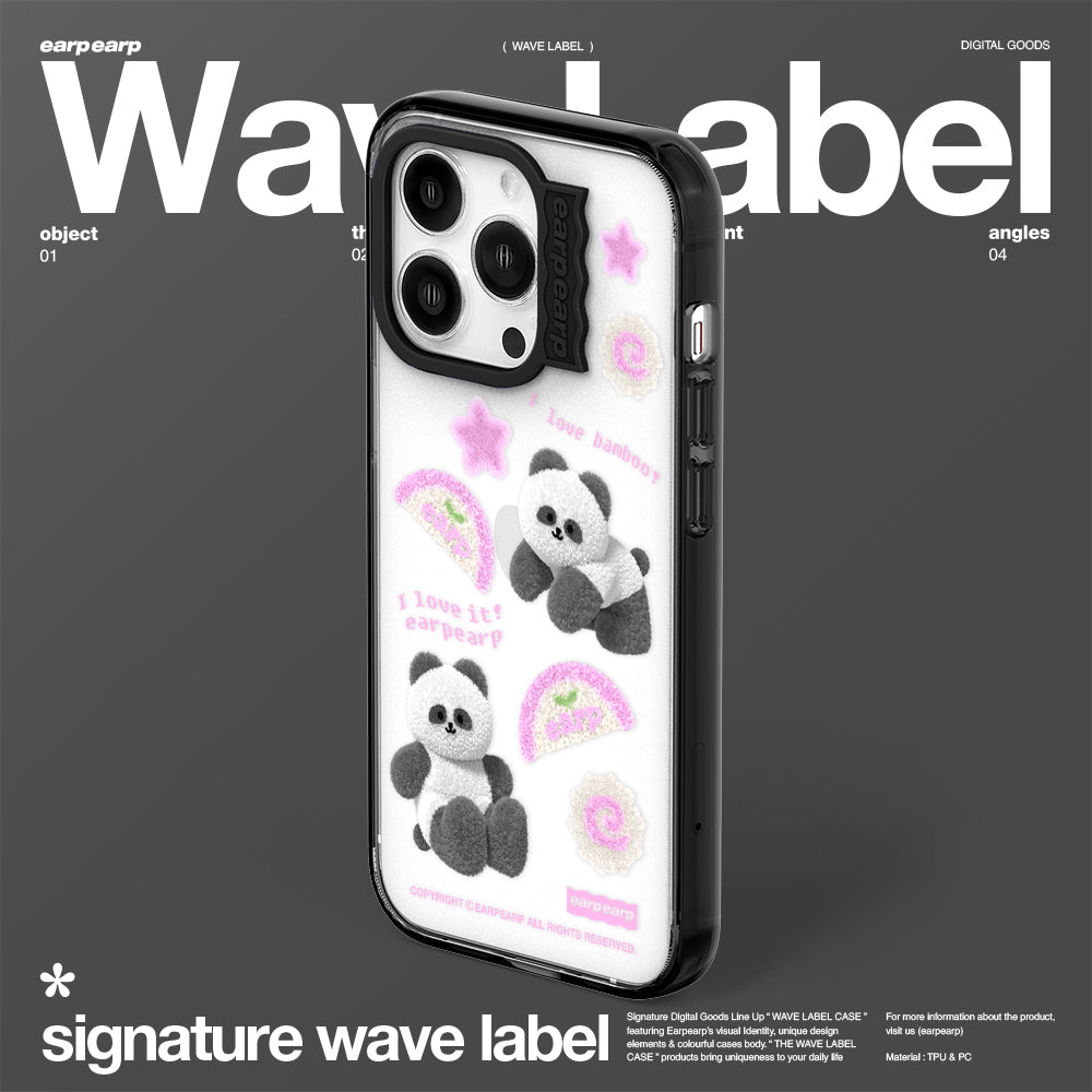 I LOVE IT PANDA-BLACK (Wave Label Clear Case)