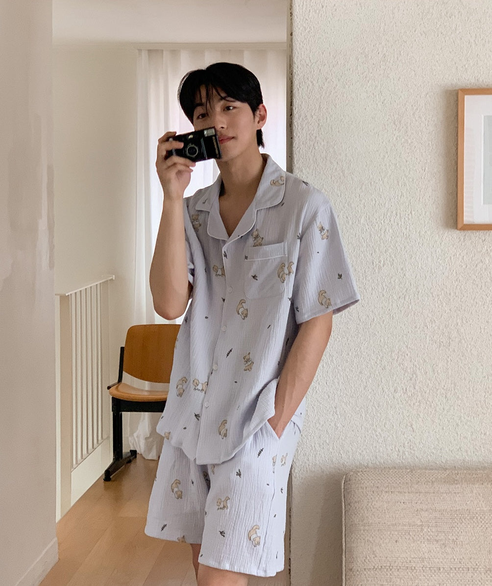 Juuneedu Mocha Cotton Short Sleeves Pajamas (2色) 短袖睡衣